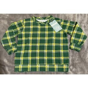 NWT Chaser Size 6 Unisex Boy Long Sleeve Plaid Green Stars Lightweight Sweater